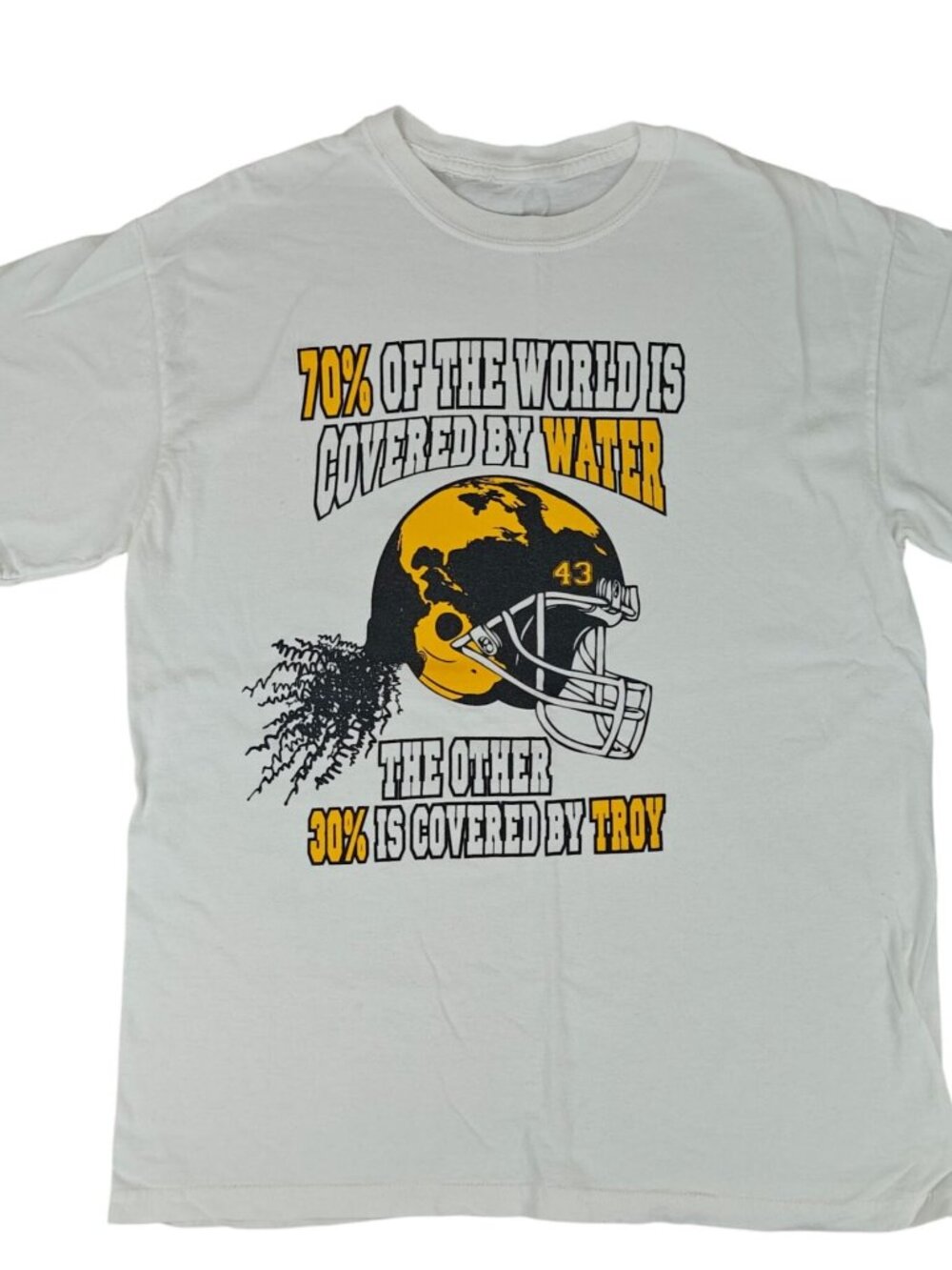Vintage Troy Polamalu Pittsburgh Steelers Graphic T-Shirt White Cotton